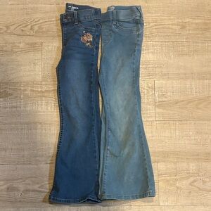 Wonder Nation Kids' Dual Blue Jeans with Floral Embroidery